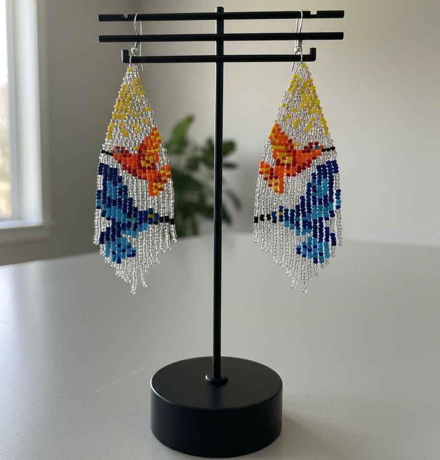 Silver Sky Dancer Beaded Earrings