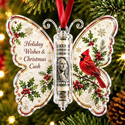 Christmas Butterfly Cash Gift Ornament