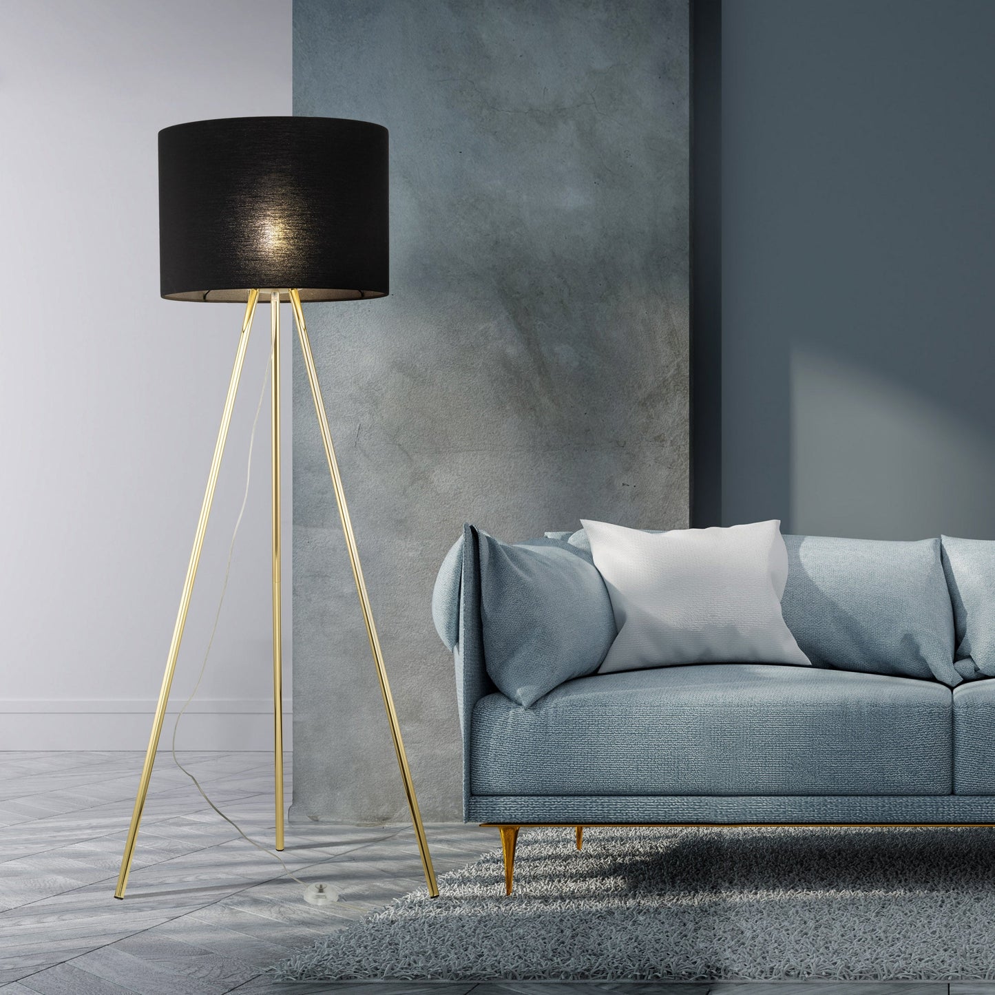 UMBERTO Black Modern Floor Lamp for Living Room & Bedroom (Clearance)