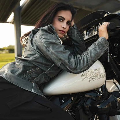 BOL Women's Biker Leather Motorcycle Jacket