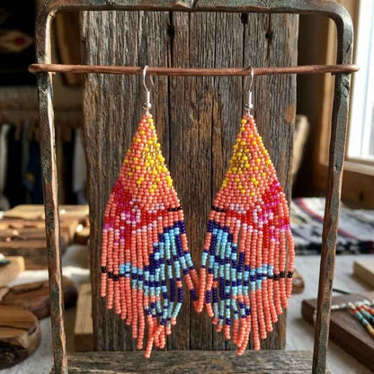 Peach Sky Dancer Beaded Earrings