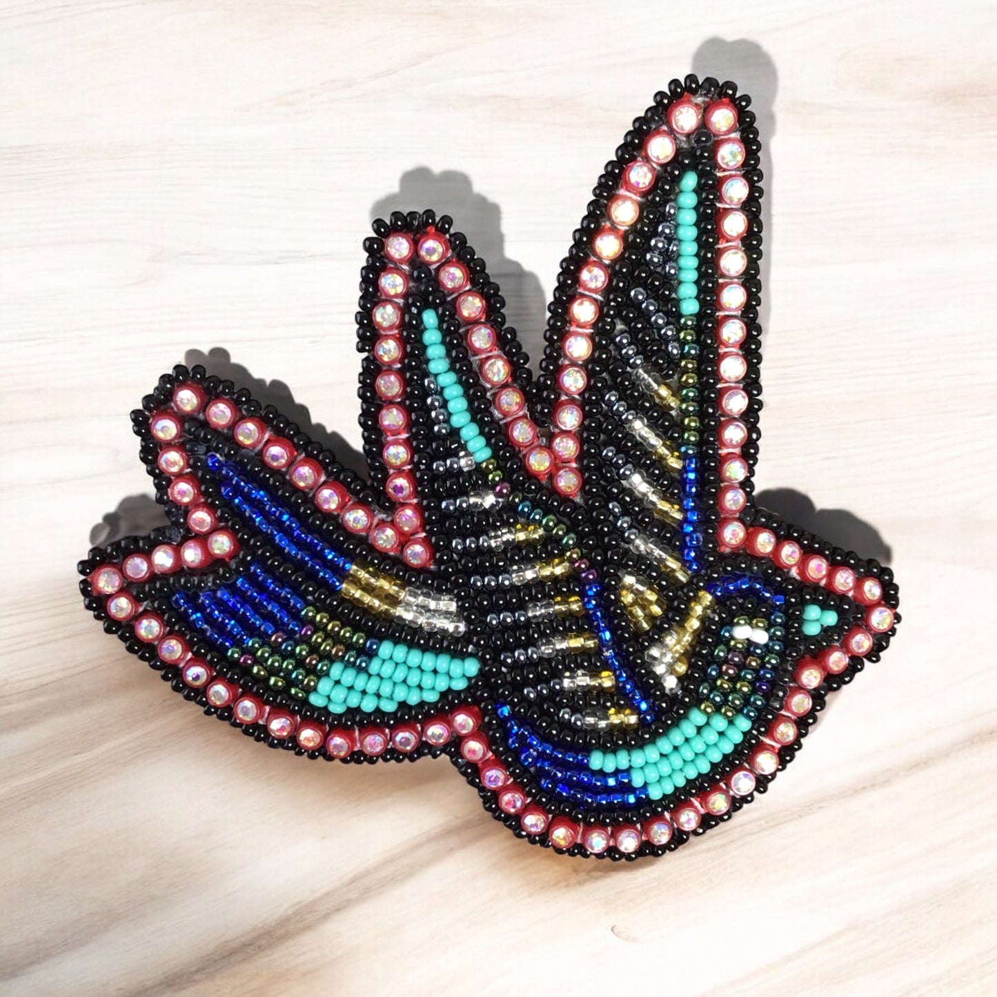 Sky Blue Beaded Hummingbird Barrette