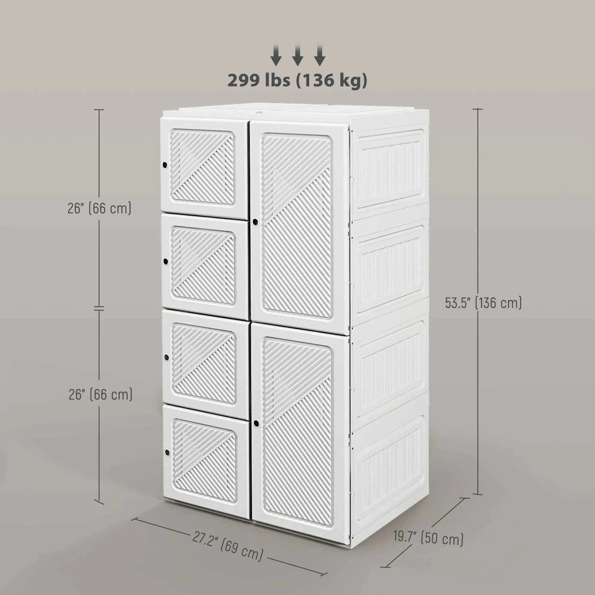 White Portable Wardrobe – Foldable Clothes Storage Organizer with 5 Compartments & Hanging Rod (United States & Canada Delivery Only)