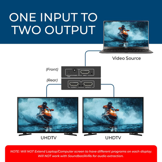 OREI HDMI Splitter 1 in 2 Out - 1x2 HDMI Splitter For TV Mirror Only - Not for Multi Monitors and HDCP Bypass, 1080P @ 60Hz & 4K @ 30Hz Resolutions – Powered HDMI splitter (HD-102) 🍁 All In One Marketplace Canada