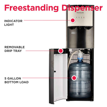 Frigidaire, 5 Gallon Bottom Loading Hot and Cold Water Dispenser, Stainless Steel 🍁 All In One Marketplace Canada