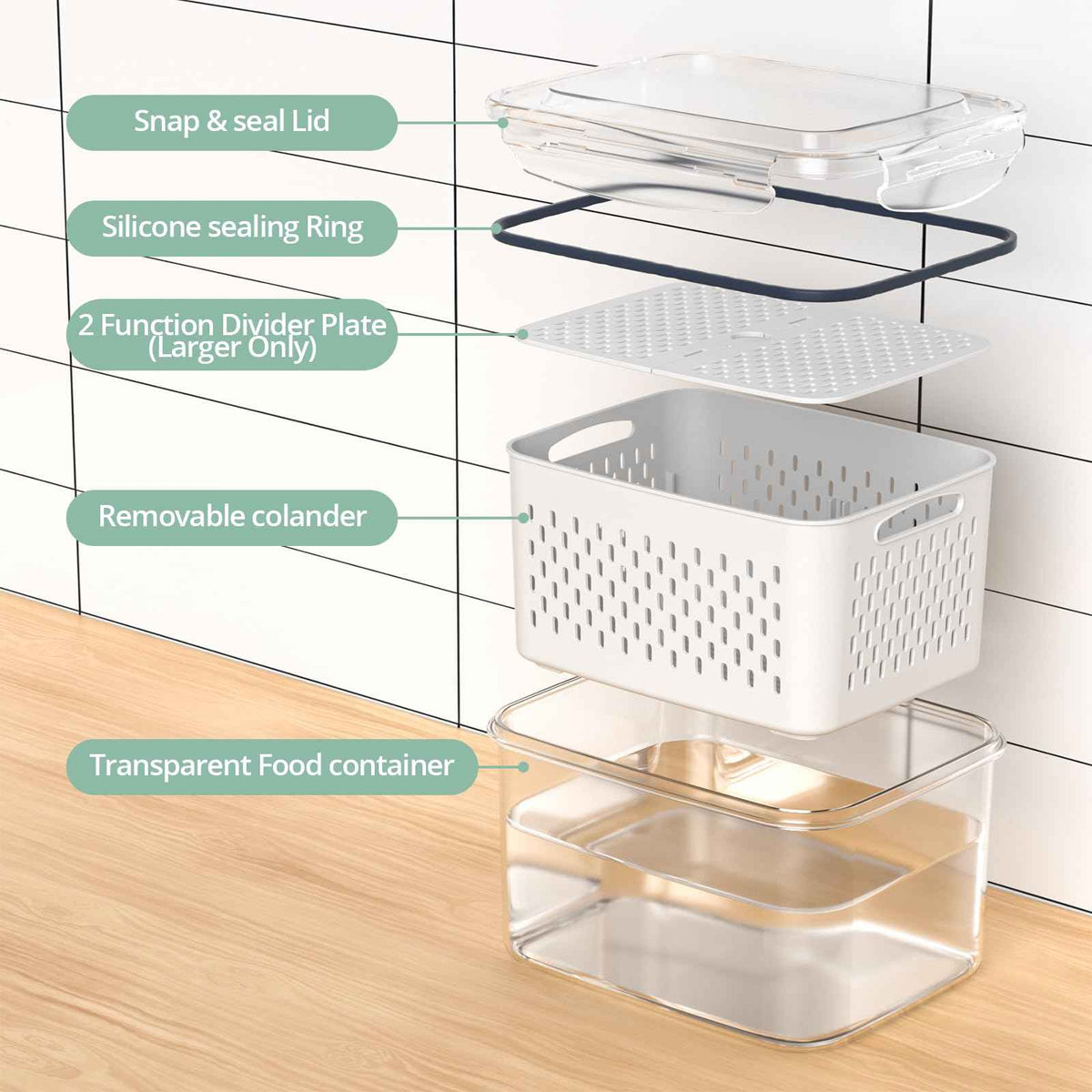 Fruit Storage Containers for Fridge with Removable Colander, 8 Pack Fruit Containers for Fridge with 2 Function Divider Plate, Airtight Storage Container to Keep Berry Fruit Fresh, Dishwasher Safe 🍁 All In One Marketplace Canada
