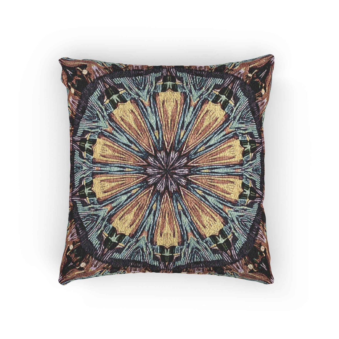 Geometric Mandala Woven Pillow | Boho Tile Decorative Cushion