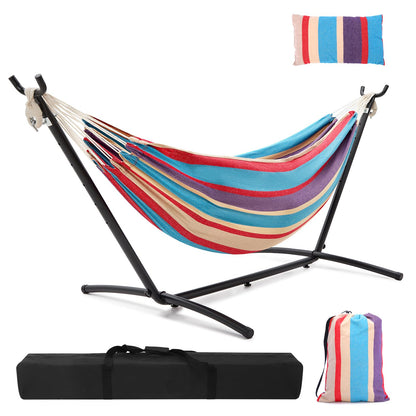 Hammock with Stand, Ohuhu Double Hammock with Space Saving Steel Stand & Pillow 2 Person Hammocks with Portable Carrying Bag for Camping Garden Patio Indoor Use Gift for Birthday, Tropical 🍁 All In One Marketplace Canada