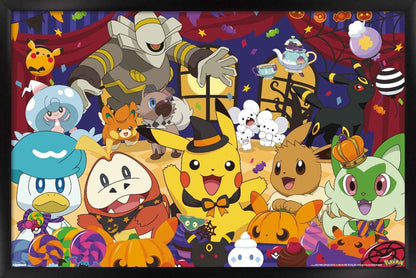 Pokémon: Halloween Party- Group Wall Poster, 22.4L" x 14.7W", Black Framed Version