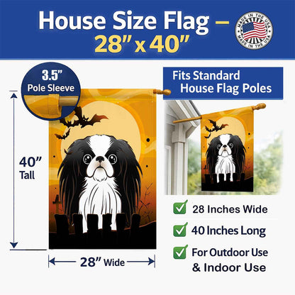 Caroline's Treasures BB1788CHF Halloween Japanese Chin Canvas House Size Flag, Multicolor, Large