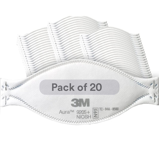 3M Aura Particulate Respirator 9205+, N95, Pack of 20 Disposable Respirators, Individually Wrapped, 3 Panel Flat Fold Design Allows for Facial Movements, Comfortable, NIOSH Approved 🍁 All In One Marketplace Canada