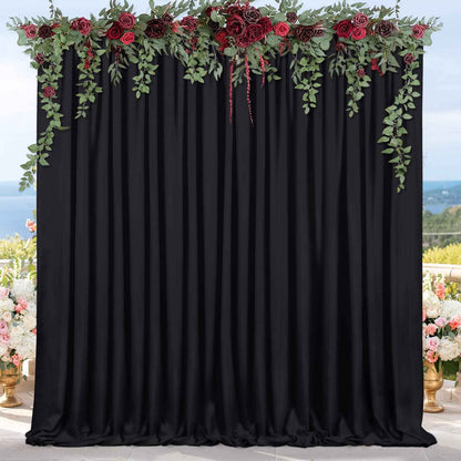Black Backdrop Curtains 2 Panels 5ft x 8ft Polyester Photo Backdrop Drapes for Wedding Party Halloween Decorations