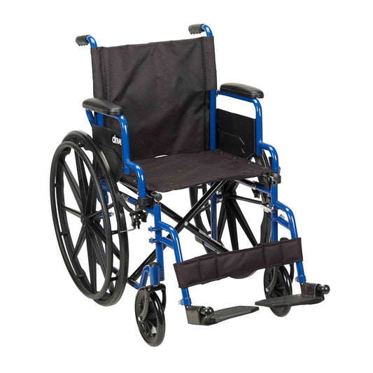 Drive Medical Single Axle Blue Streak Wheelchair, Flip Back Desk Arm, Swing Away Footrests, 18", 1 Count 🍁 All In One Marketplace Canada