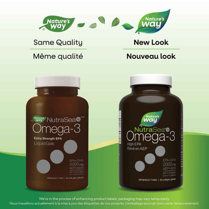Nature's Way NutraSea HP Omega 3 Extra Strength Supplement with Fish Oil – Fresh Mint Flavour – Heart & Brain Support for Adults and Kids 9+ – 60 Softgels 🍁 All In One Marketplace Canada