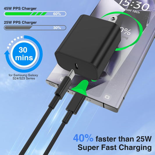 45W Super Fast Charger USB C,3 Pack USB C Charger Block with 10/10/6FT Type C Cable Fast Charge for Samsung Galaxy S26 S25 Ultra S26+/S24/S23/S22/S21, Android, Galaxy Tablet, iPhone 17/16/15 Pro Max 🍁 All In One Marketplace Canada