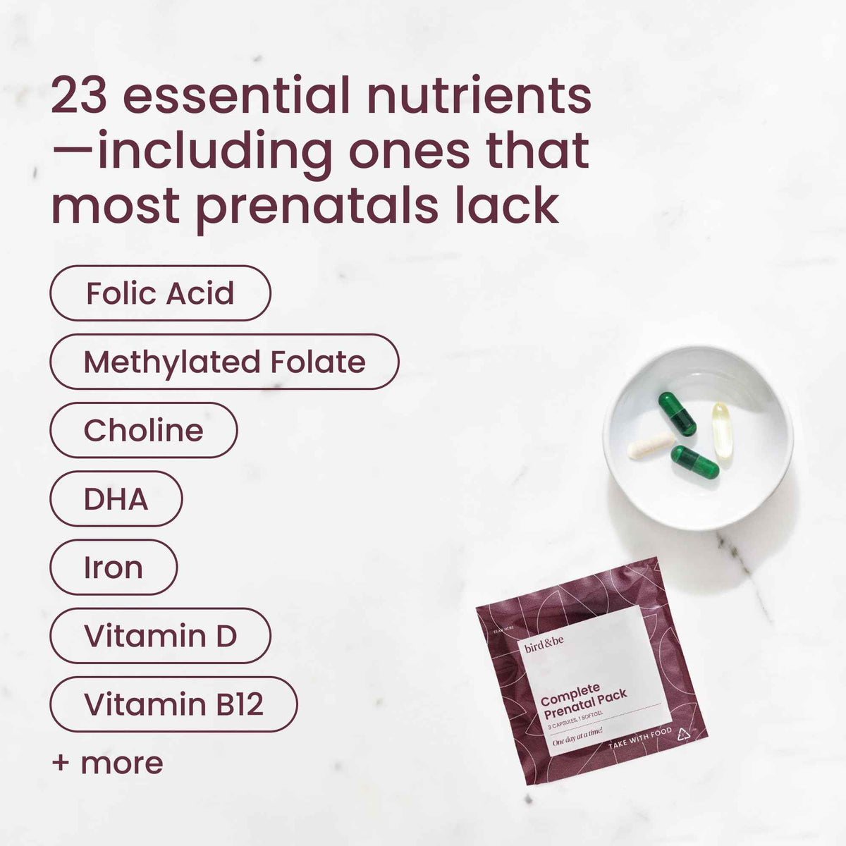 Complete Prenatal Pack – Prenatal Vitamins with Iron, Methylated Folate, DHA (Omega-3), Choline, Iodine and Essential Nutrients – Supports Early Fetal Development and Maternal Health – 30-Day Supply 🍁 All In One Marketplace Canada
