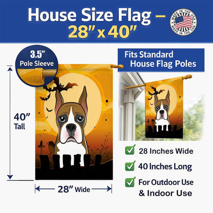 Caroline's Treasures BB1781CHF Halloween Boxer Canvas House Size Flag, Multicolor, Large