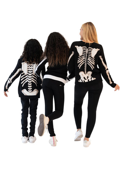 Blizzard Bay Women's Halloween Crew Neck, Long Sleeve, Sweater, Black Skeleton, Small