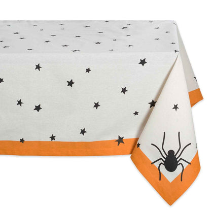 DII 100% Cotton, Machine Washable, Printed Halloween Tablecloth 52 x 52, Seats 4 People, Black Stars & Spiders