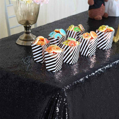 B-Cool 60x102-inch Black Sequin Table Linens Halloween Tablecloth Seamless Glitter Tablecloth Wedding Sequin Tablecloth