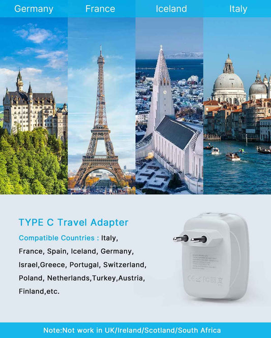 2 Pack European Plug Adapter, VINTAR Type C Travel Adapter for Europe with 2 AC Outlets and 4 USB Ports(1 USB C), Europe Travel Essentials Plug Converter for Canada to EU Italy Greece Spain France 🍁 All In One Marketplace Canada