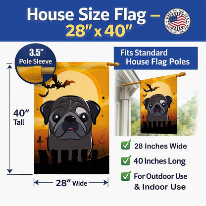 Caroline's Treasures BB1821CHF Halloween Black Pug Canvas House Size Flag, Multicolor, Large