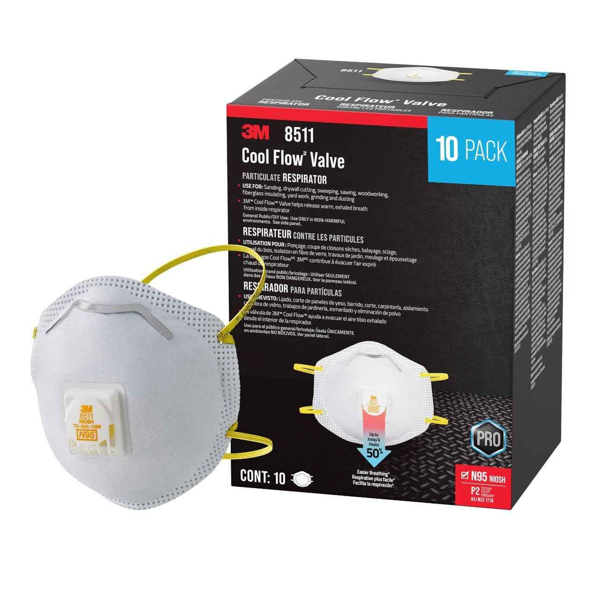 3m Pro Paint Sanding Vented Respirators, 8511, 10 Masks (n95) 🍁 All In One Marketplace Canada