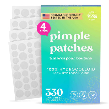 LivaClean 330 CT Pimple Patches for Face w/Hydrocolloid Only | Ideal for Sensitive Skin - Four Sizes - Pimple Patch, Hydrocolloid Patch, Acne Patches for Face 🍁 All In One Marketplace Canada