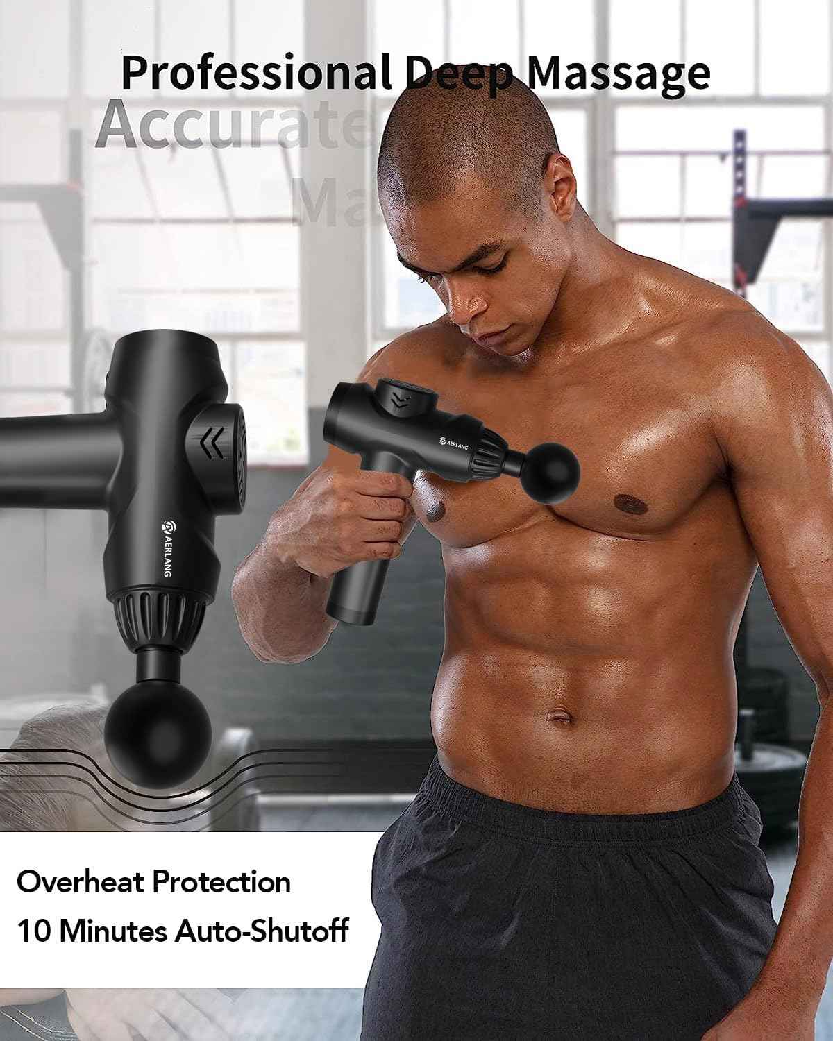 AERLANG Massage Gun,Mothers day gifts ideas Percussion Massage Gun, Muscle Handheld Deep Tissue Massager (Black)-– Six Different Adjustable Heads for Different Muscle Groups - 20 Speed Option 🍁 All In One Marketplace Canada
