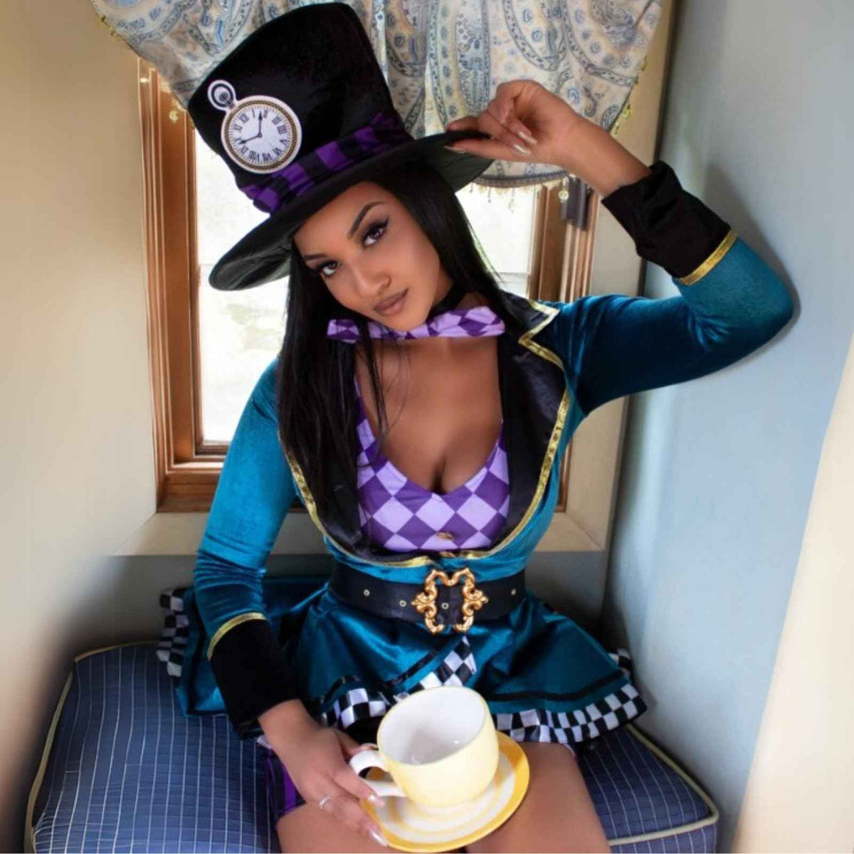 Leg Avenue Women's Delightful Mad Hatter Halloween Costume, Multi, X-Large