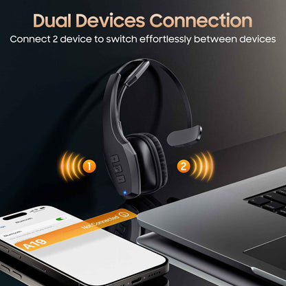Bluetooth Headset with Microphone, Trucker Headset Bluetooth Wireless Noise Cancelling & Mute Button, 55 Hours Working Time Wireless On-Ear Headset 🍁 All In One Marketplace Canada