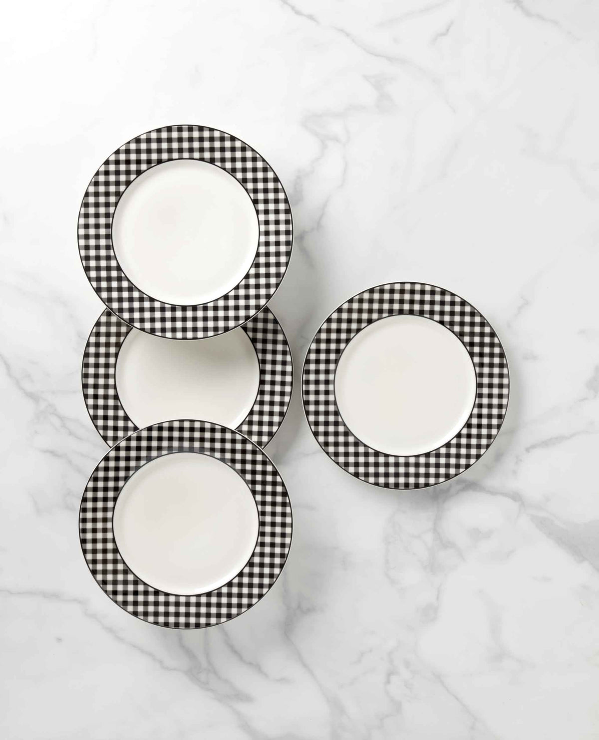Lenox Gingham Black Halloween Porcelain Dinner Plate Set for 4