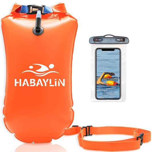 20L Swim Buoy, Swim Buoy with Storage for Kids and Adults, Waterproof Inflatable Dry Bag Swim Safety Float for Water Sports, Open Water Swimmers, Triathletes, Kayakers and Snorkelers, Orange 🍁 All In One Marketplace Canada