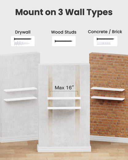 Amada 24 inch L Floating Shelves with Invisible Brackets, Set of 2, White 🍁 All In One Marketplace Canada