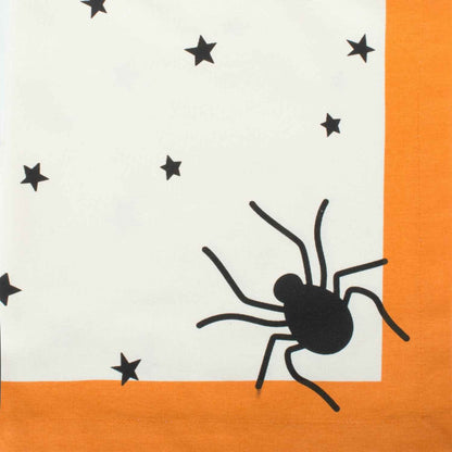 DII 100% Cotton, Machine Washable, Printed Halloween Tablecloth 52 x 52, Seats 4 People, Black Stars & Spiders