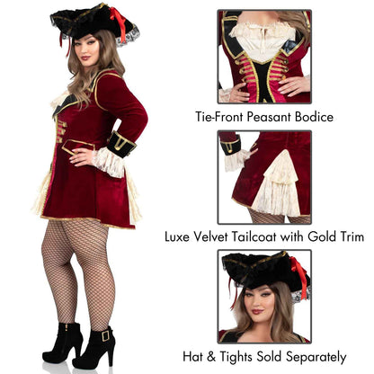 Leg Avenue womens Captivating Captain Halloween Pirate Costume, Multicolor, 2X