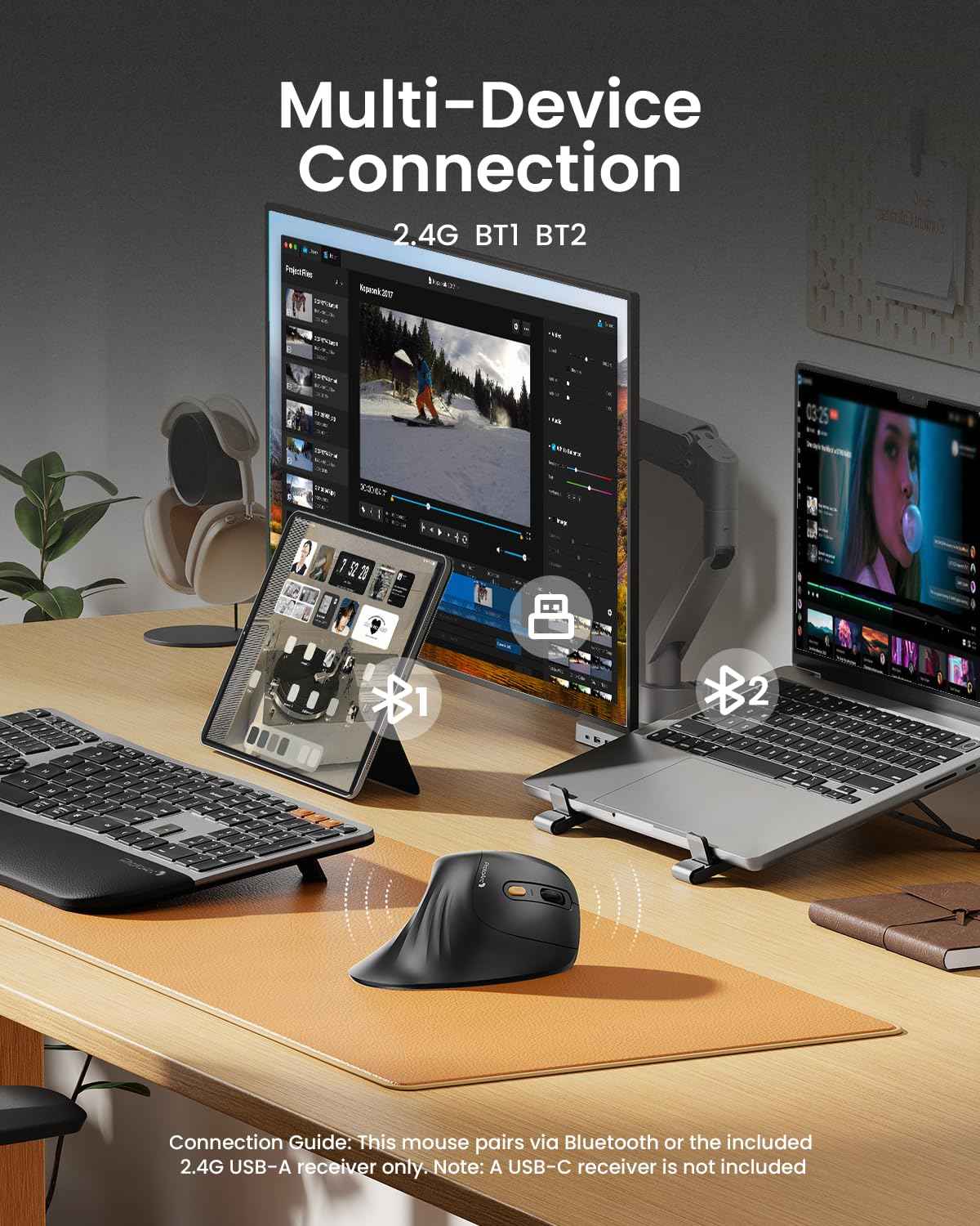 ProtoArc Ergonomic Vertical Mouse, EM11 NL Bluetooth Mouse Wireless Rechargeable Mice with 3 Devices (Bluetooth or USB), Vertical Wireless Mouse for Computer, iPad, Mac, Windows (Black) 🍁 All In One Marketplace Canada