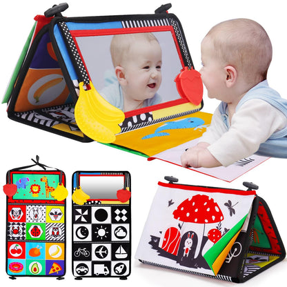 Tummy Time Baby Mirror Toy, Black and White High Contrast Baby Newborn Toys 3 6 12 Months, Montessori Crinkle Cloth Book Sensory Activity Development Gift for 0-6 Months Infant Boys Girls Easter Gift 🍁 All In One Marketplace Canada