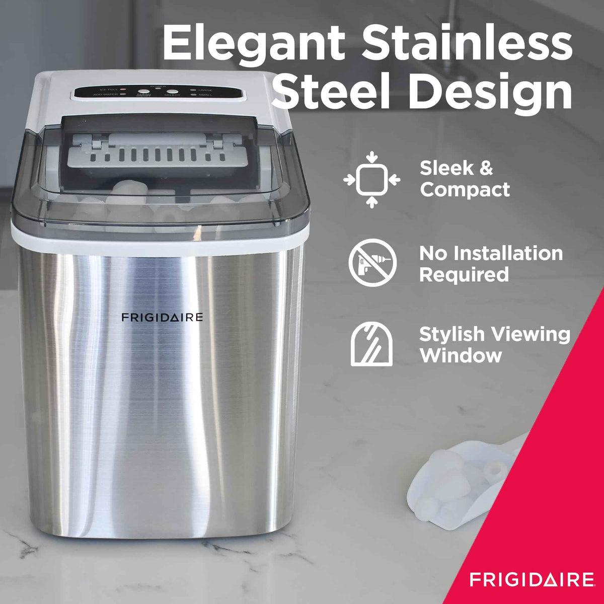 Frigidaire 26 Lbs per Day Portable Compact Maker, Ice Making Machine, Stainless, Medium 🍁 All In One Marketplace Canada