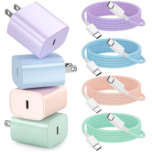 4 Pack USB C Charger for iPhone 16 15 Charger Fast Charging, 20W USB C Fast Charger Block with 6FT USB C to C Cable for iPhone 16 15 Pro Max/15 Plus/iPad Pro12.9/11,iPad Air,iPad mini Android Phones 🍁 All In One Marketplace Canada