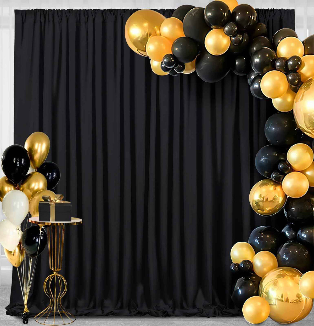 Backdrop Curtains Black Polyester Backdrop for Curtains 2 Packs 5ftx8ft