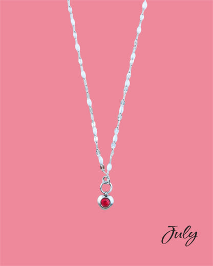 Heart Stone Necklaces in silver - various birthstone colours