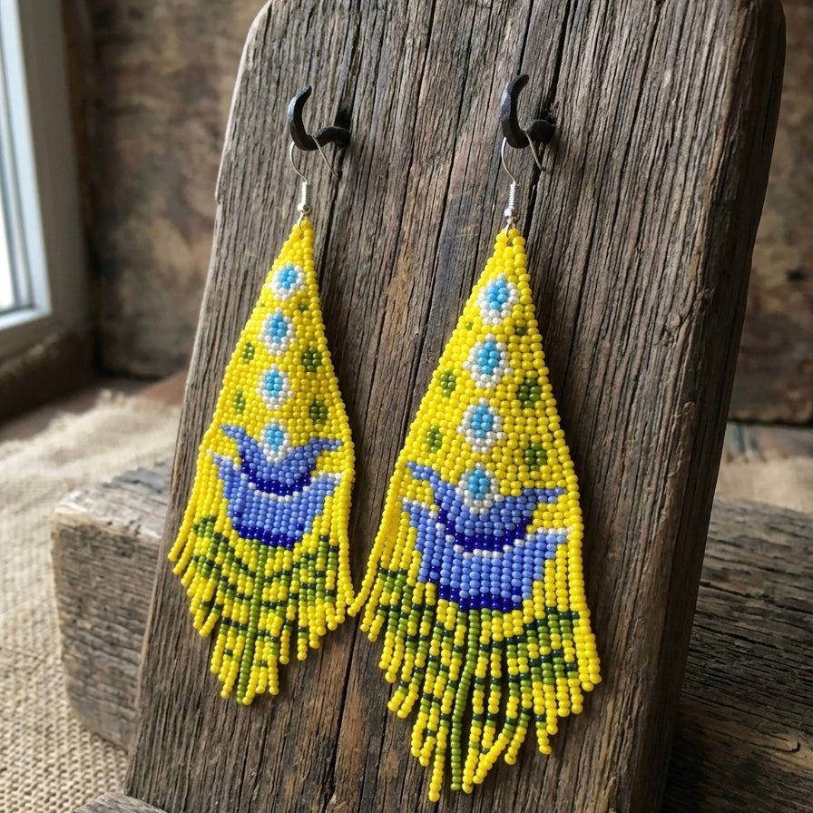 Yellow Flame Blossom Drop Earrings