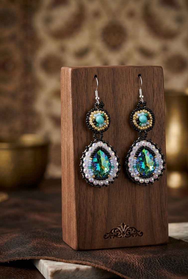 Drop Beaded Earrings green collection