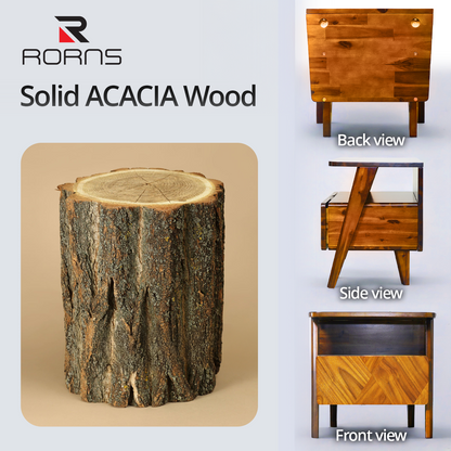 Rum Solid Wood Nightstand