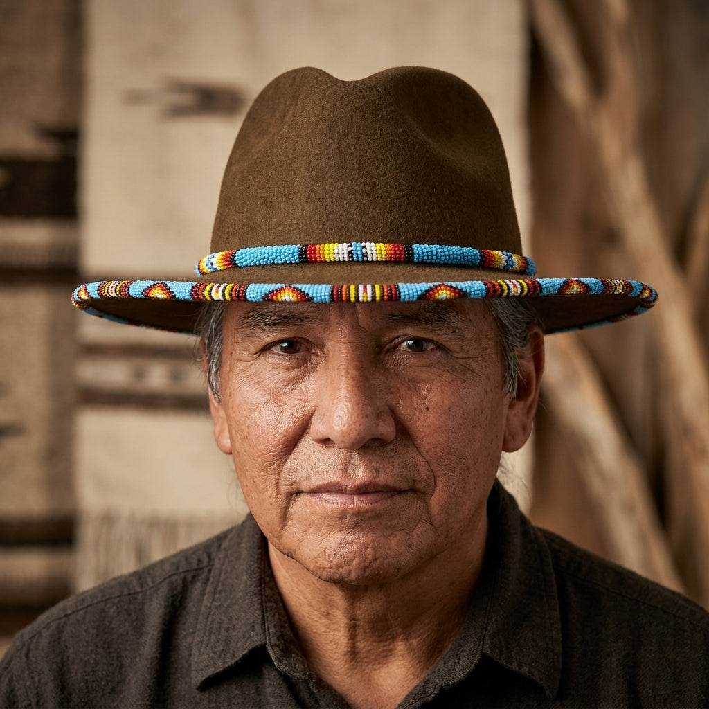 Size-60 Handmade Beaded Hat