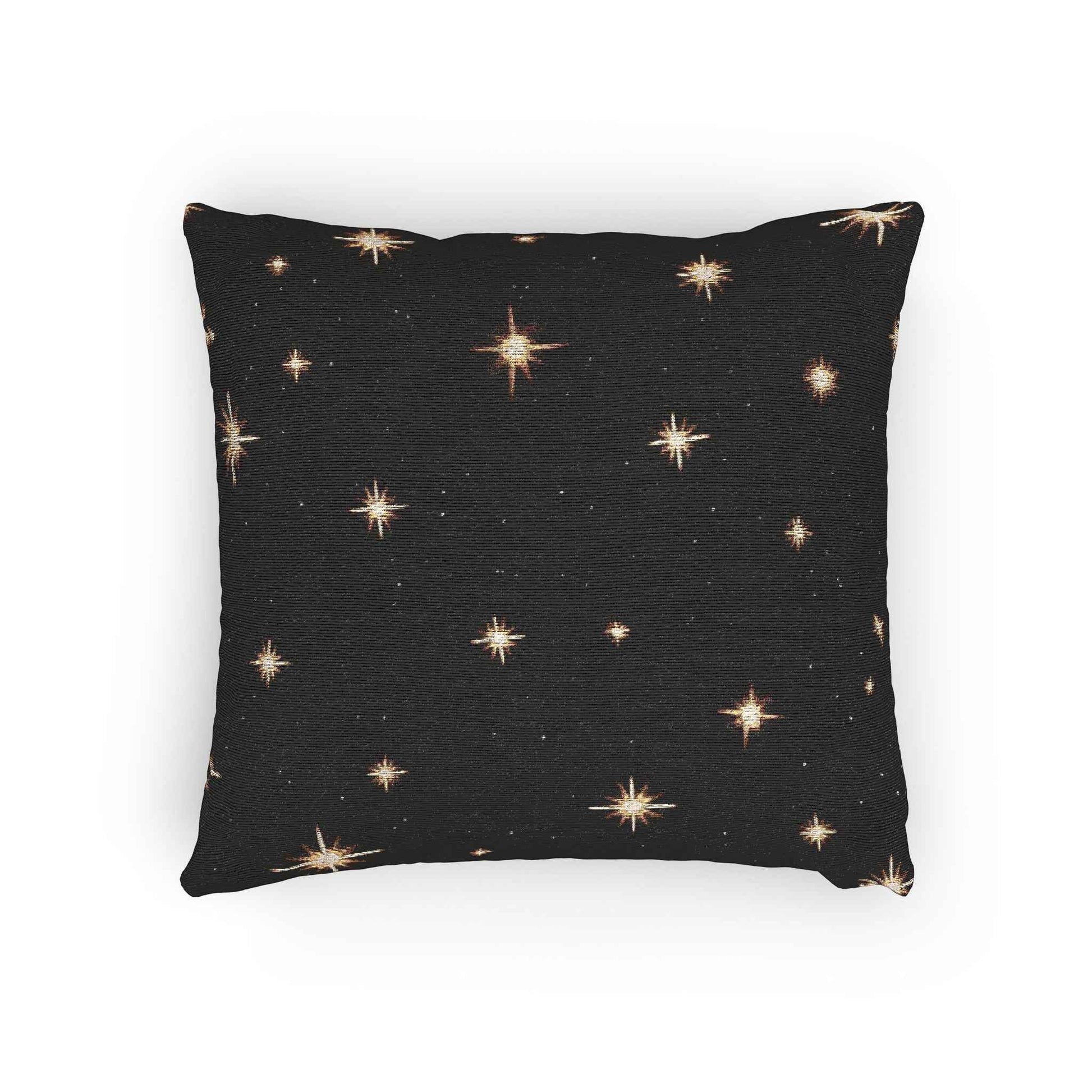 Starry Night Sparkle Woven Pillow | Black Cross-Stitch Stars