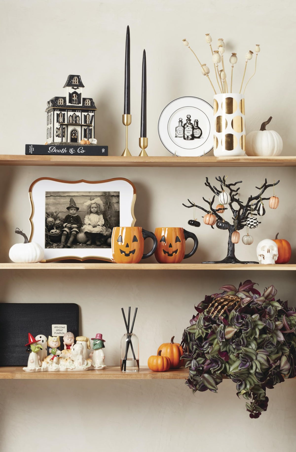 Lenox Matte Black Metal Halloween Mini Ornament Tree