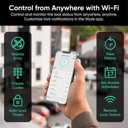 Wyze Auto-Lock Bolt v2, Fingerprint Keyless Entry Smart Lock, AI Learning Scanner with Wi-Fi Front Door Lock Deadbolt, Auto-Lock, 8 Months Battery, BHMA2, IP53, Anti-Peep Keypad, Backup Keys 🍁 All In One Marketplace Canada
