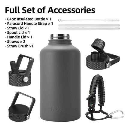 BJPKPK 64oz Insulated Water Bottle, Half Gallon Water Jug with Straw Lid 🍁 All In One Marketplace Canada